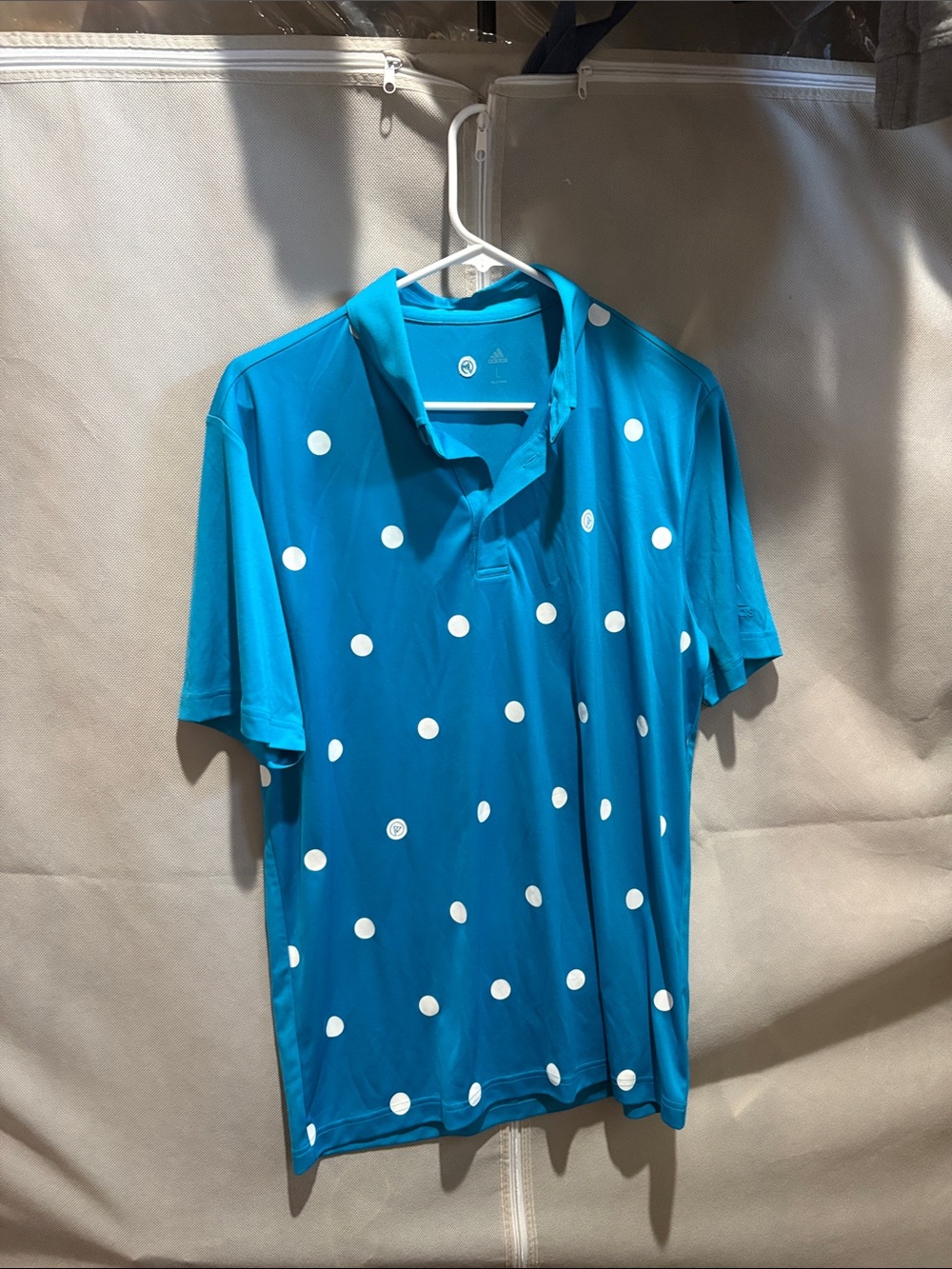adidas Men’s Teal Blue Polka Dot Golf Polo